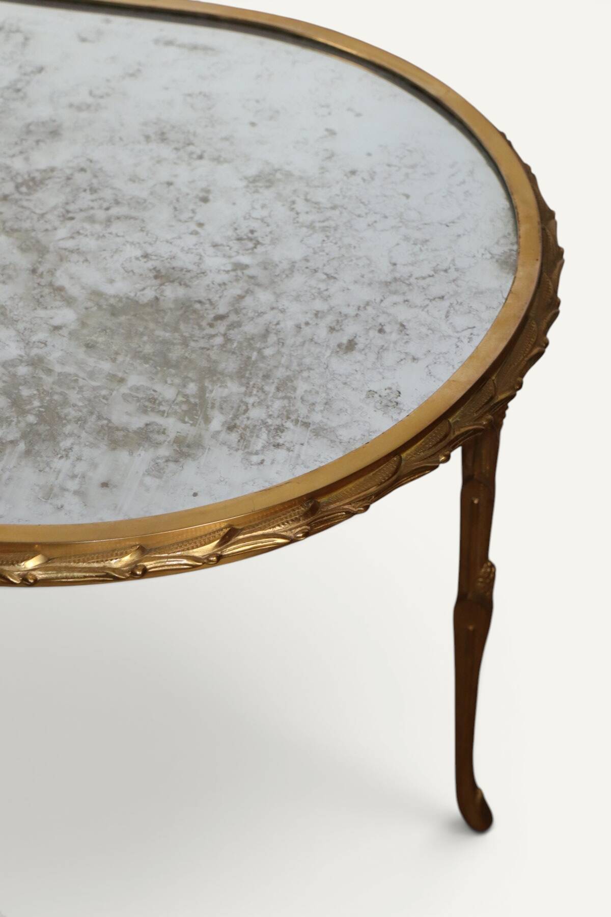 Maison Baguès coffee table in gilded bronze and aged mirror – 1950s