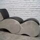 Industrial aluminum & vinyl lounge chair with footrest, 1970s