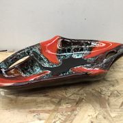 Old dish ceramic brown red black vintage