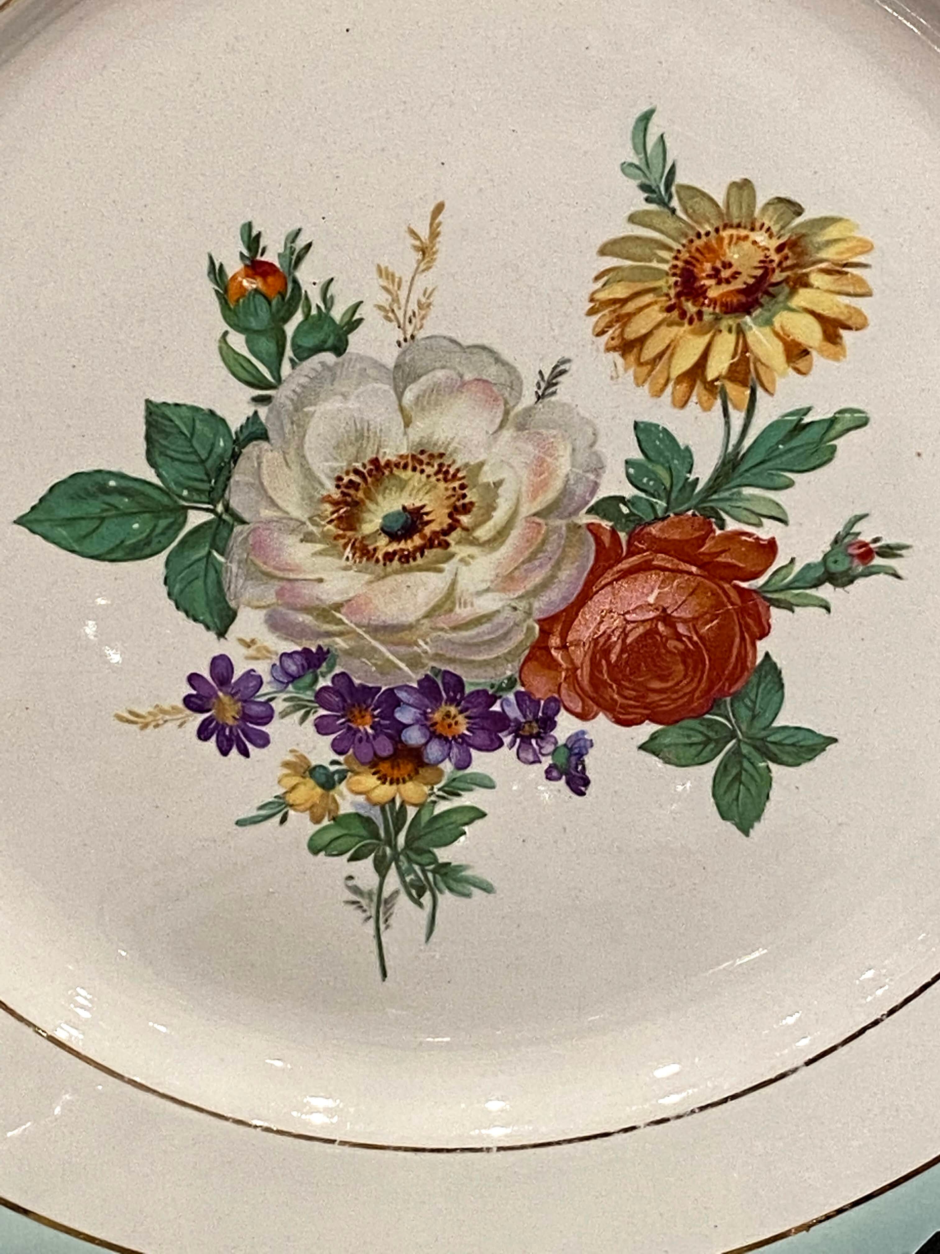6 flat plates in half-porcelain Badonviller