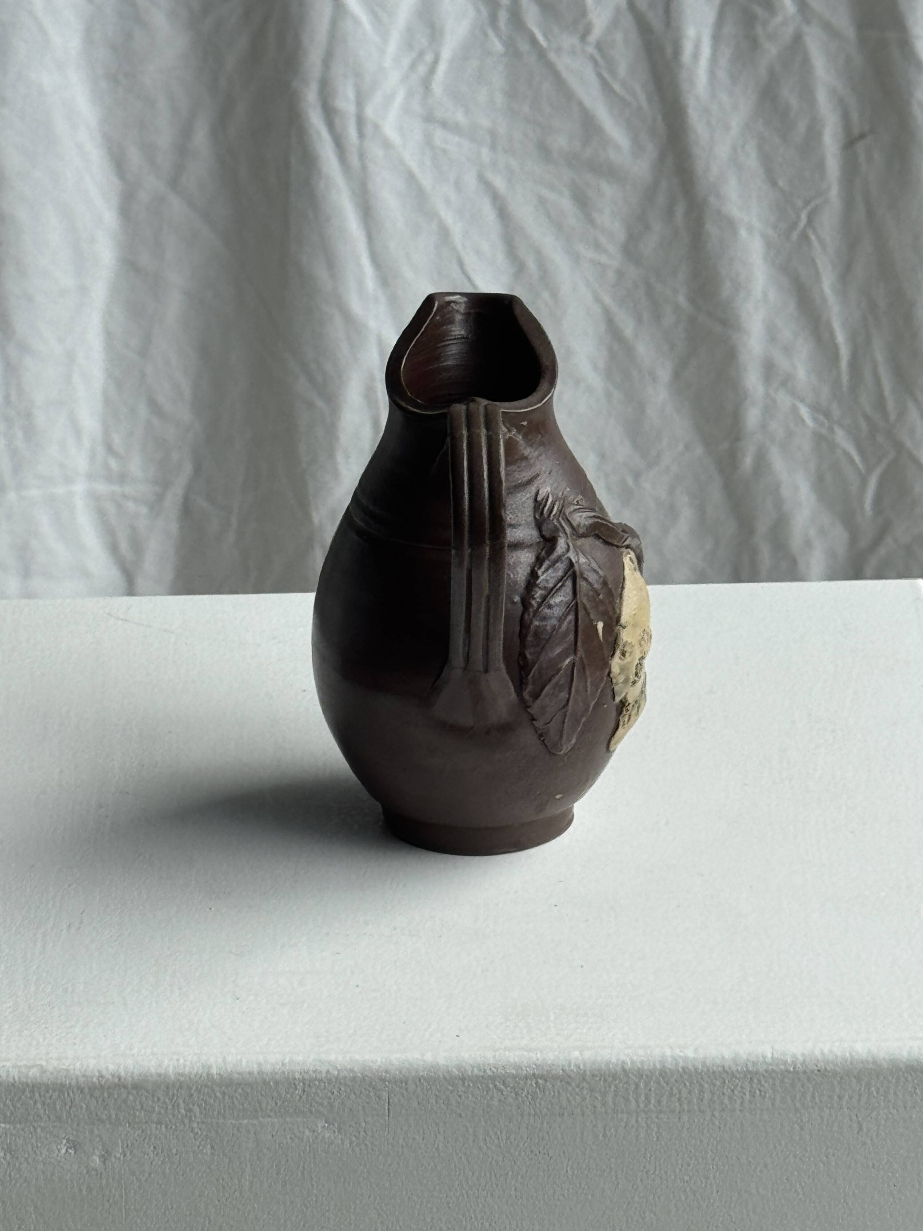 Turgis brown figurative motif mini jug, Noron la Poterie