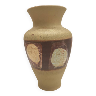 Vase en céramique beige West Germany années 70