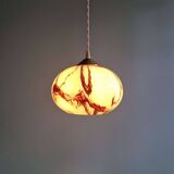 Art Deco pendant light in pink marbled opaline, Scailmont, 1920s-30s.