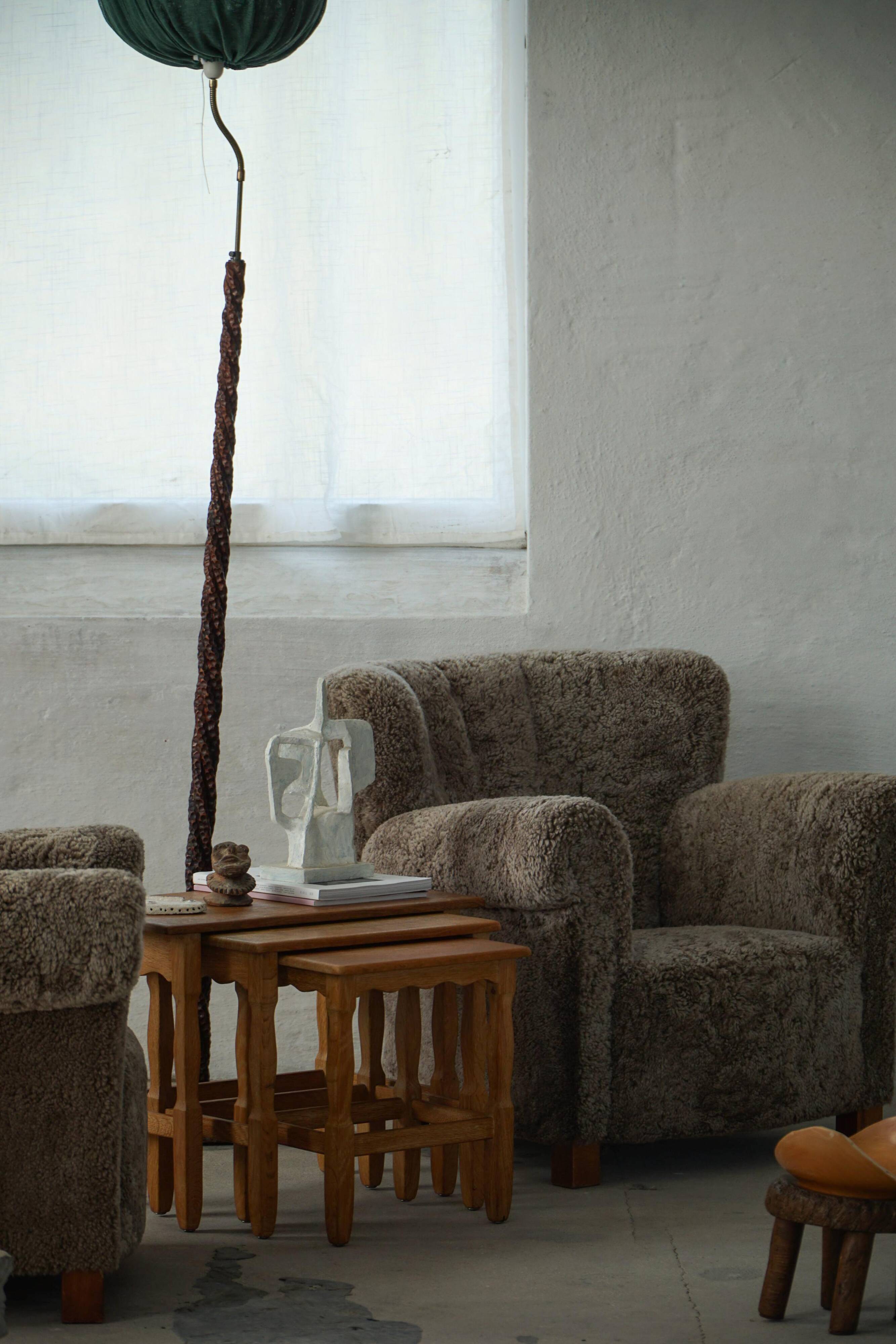 Nesting tables in oak, made by a Danish cabinetmaker, mid-century modern, 1960s.