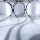 Table ovale vintage en verre fumé