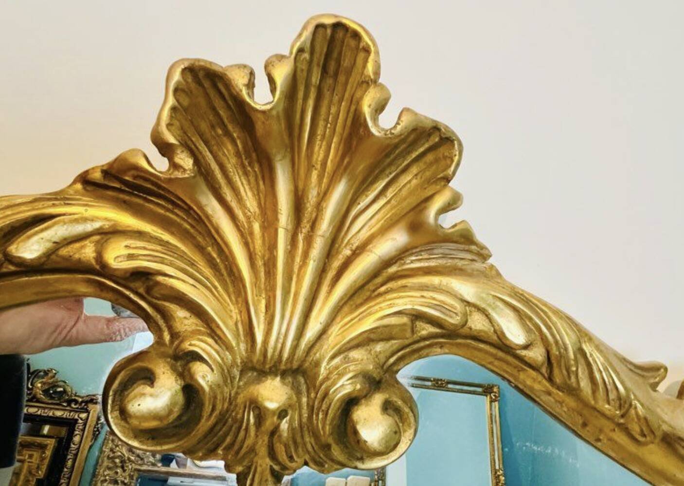 Vintage gold baroque mirror – 107 × 83 cm – authentic