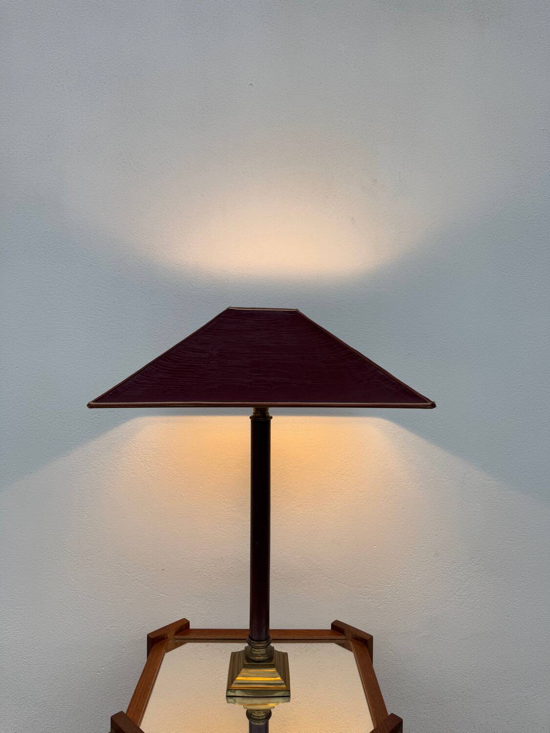 Large teak and bronze lamp from the 1970s