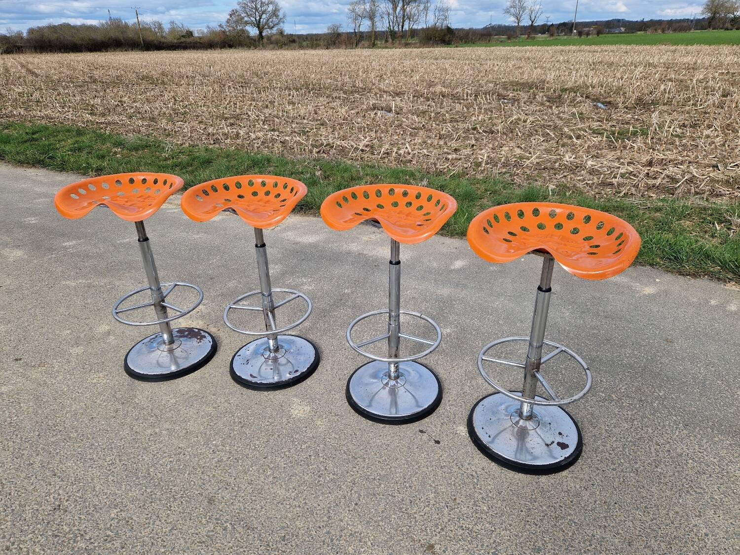 Set of 4 bar stools by Etienne Fermigier for MIRIMA