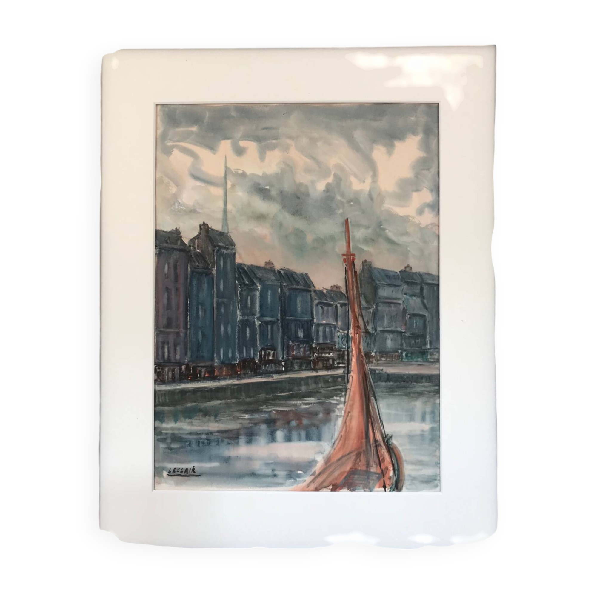 Jean LECLAIR 1919-1996. Honfleur. Watercolour