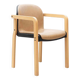 Kembo armchair in brown leatherette and beech