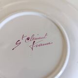 2 semi-deep earthenware plates, Saint Clément, vintage. Flower and rooster patterns