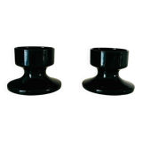Vintage black opaline Space Age candlesticks