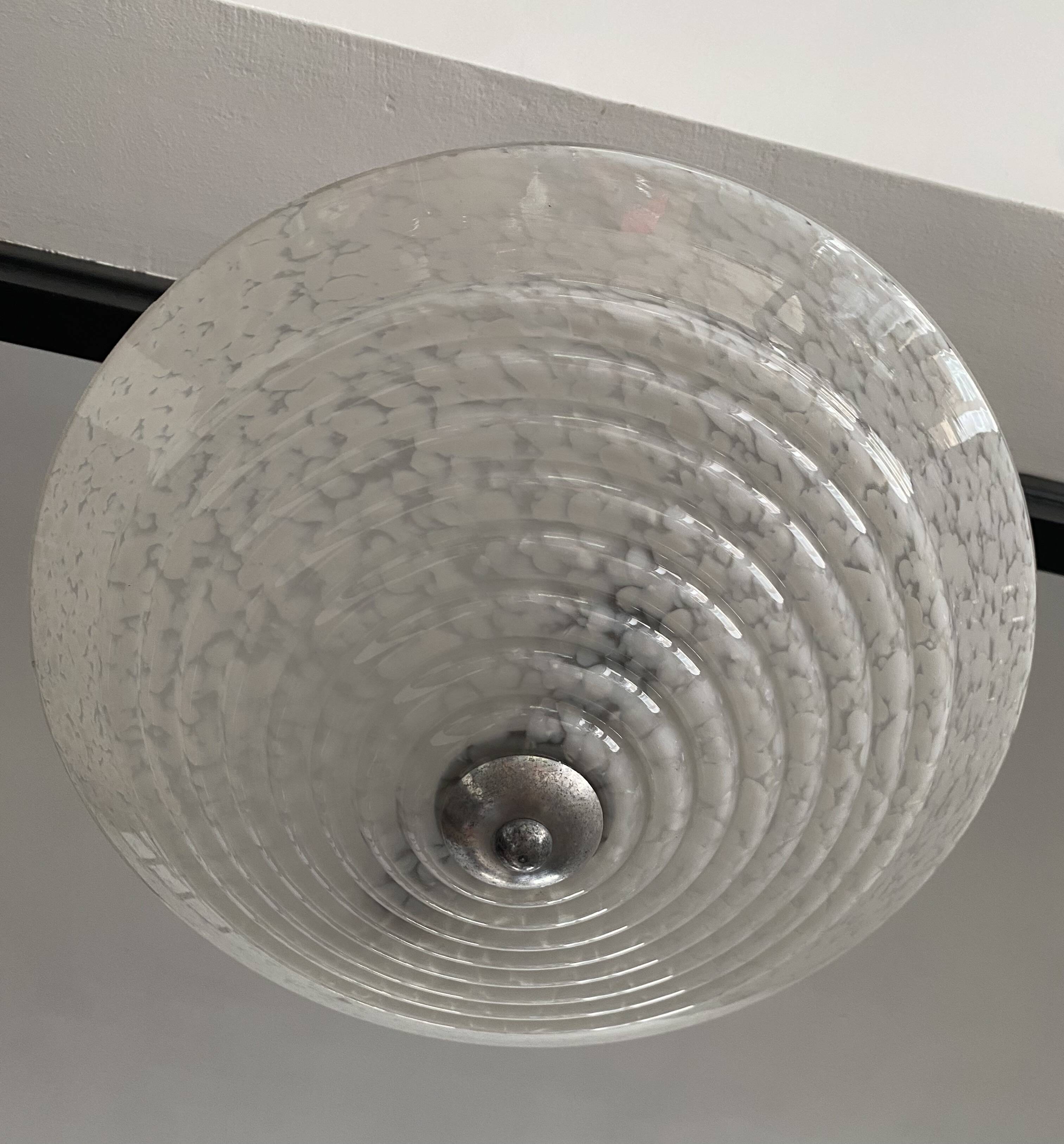 Suspension Art Deco globe en verre de Clichy