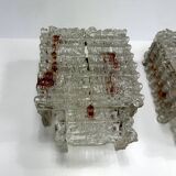 Set of four large wall lamps in murano glass elements by Poliarte. Italy 1970s