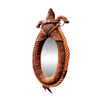 Miroir vintage en corde Audoux Minet