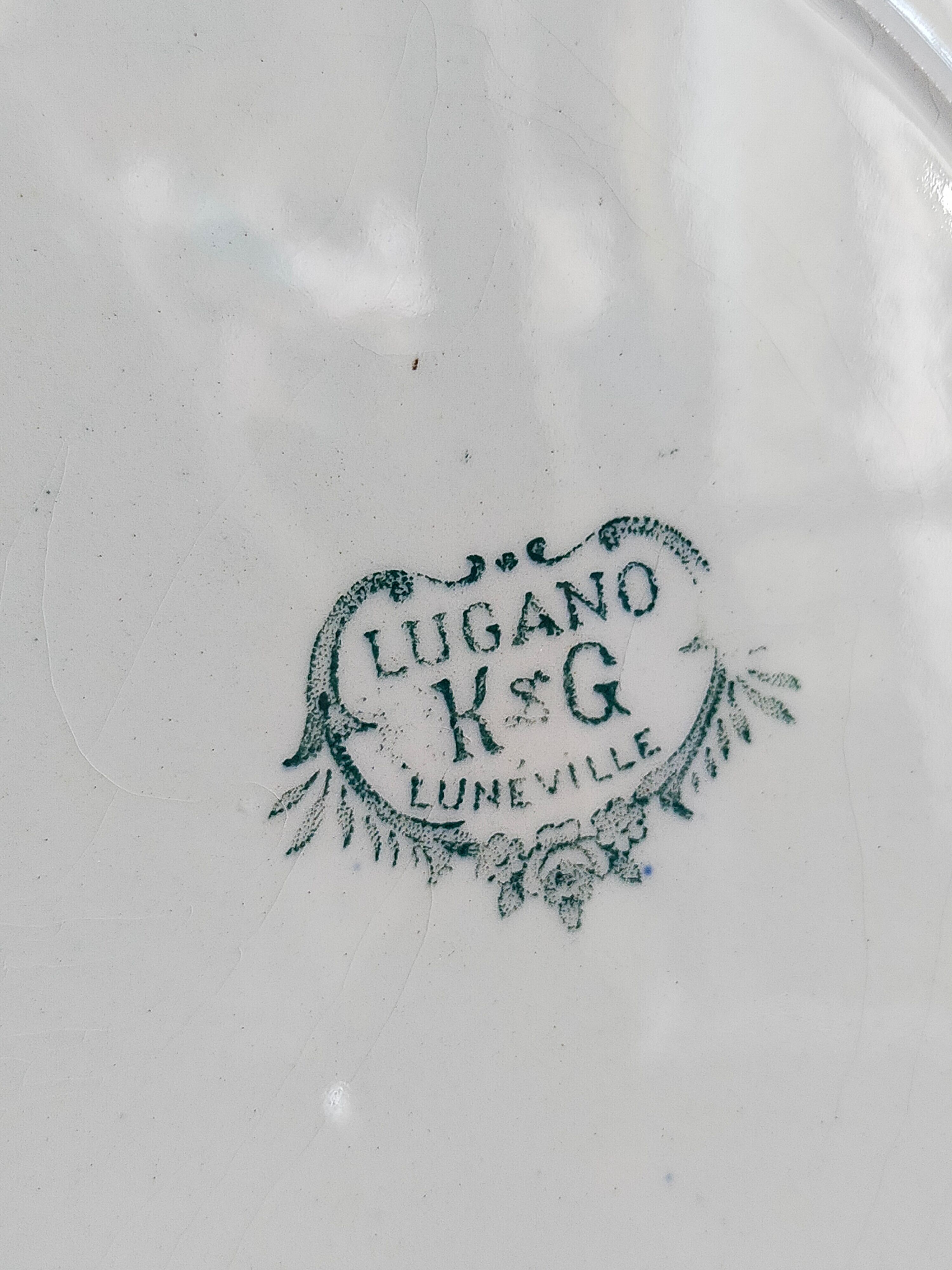 Six old plates iron earth of lunéville model lugano late nineteenth
