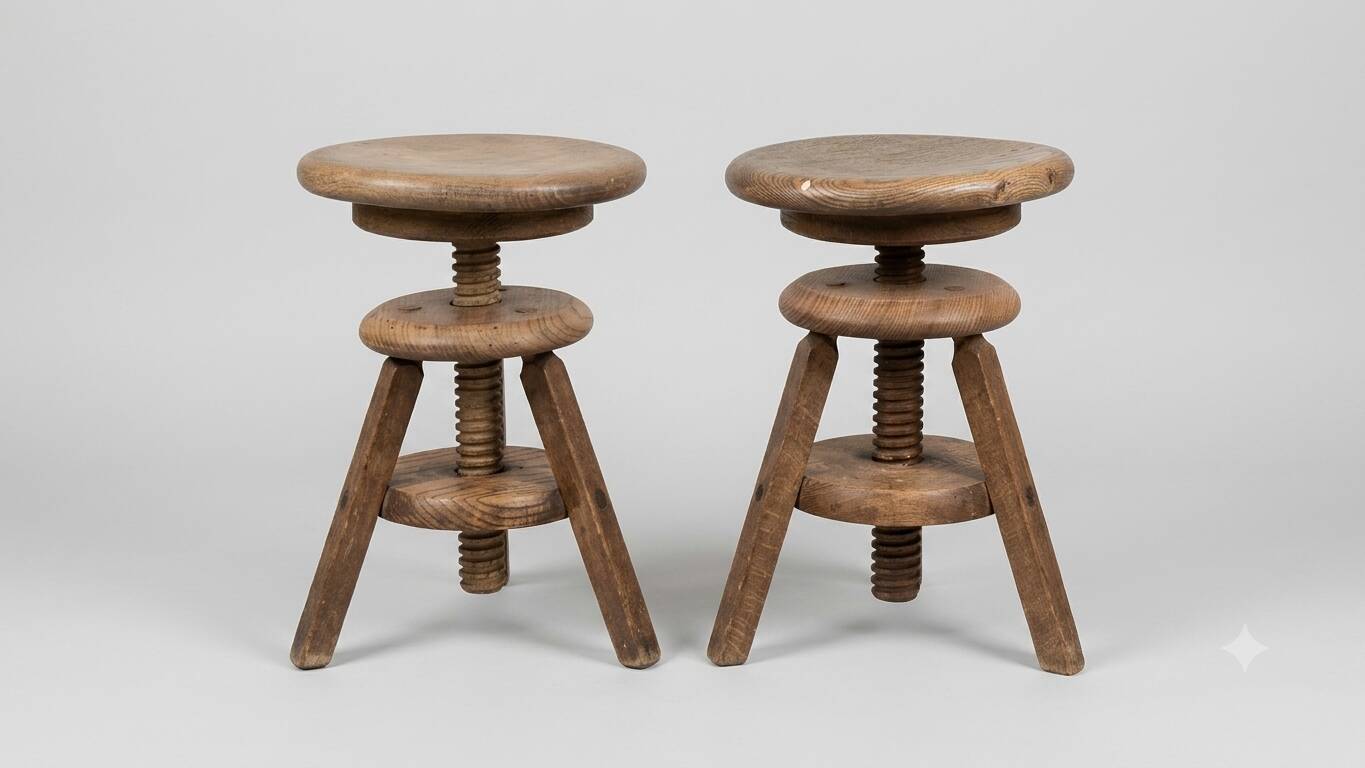Set of 2 wooden stools