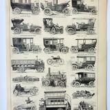 Old engraving 1898, Old car, automobile • Original and vintage lithograph