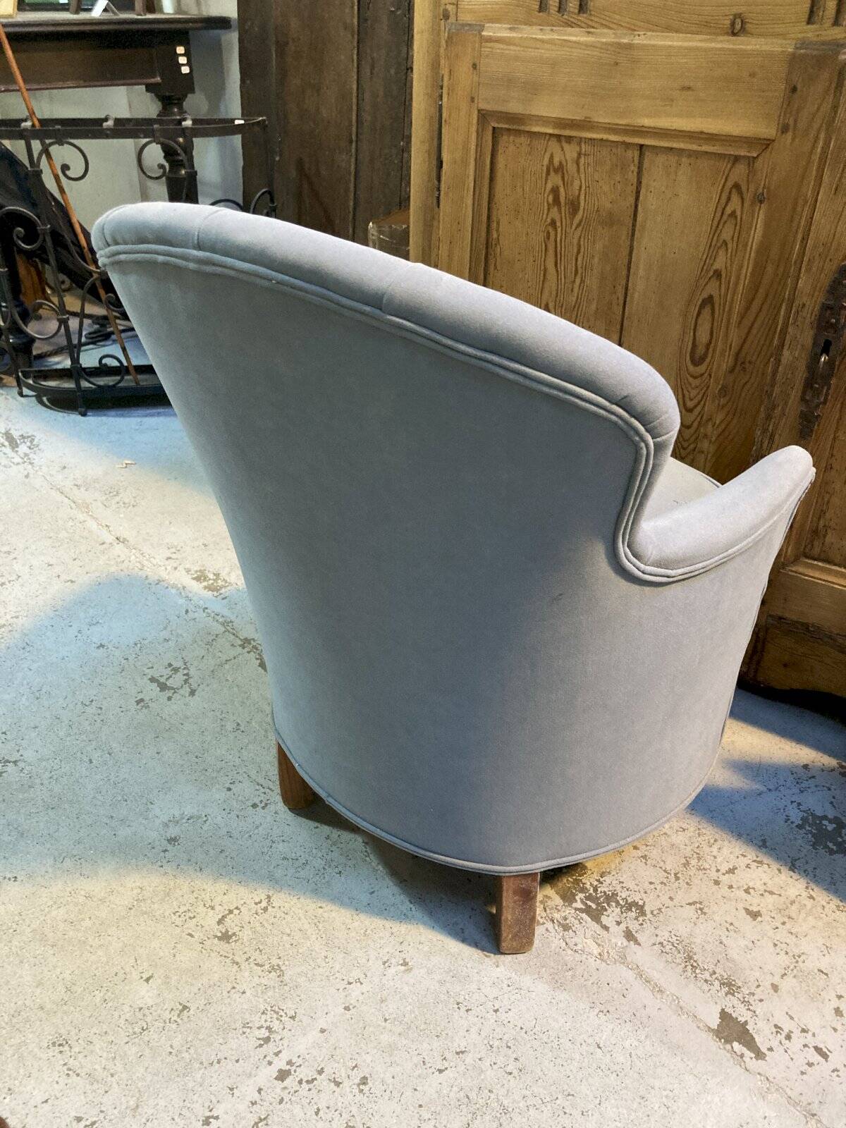 Fauteuil crapaud - bleu gris