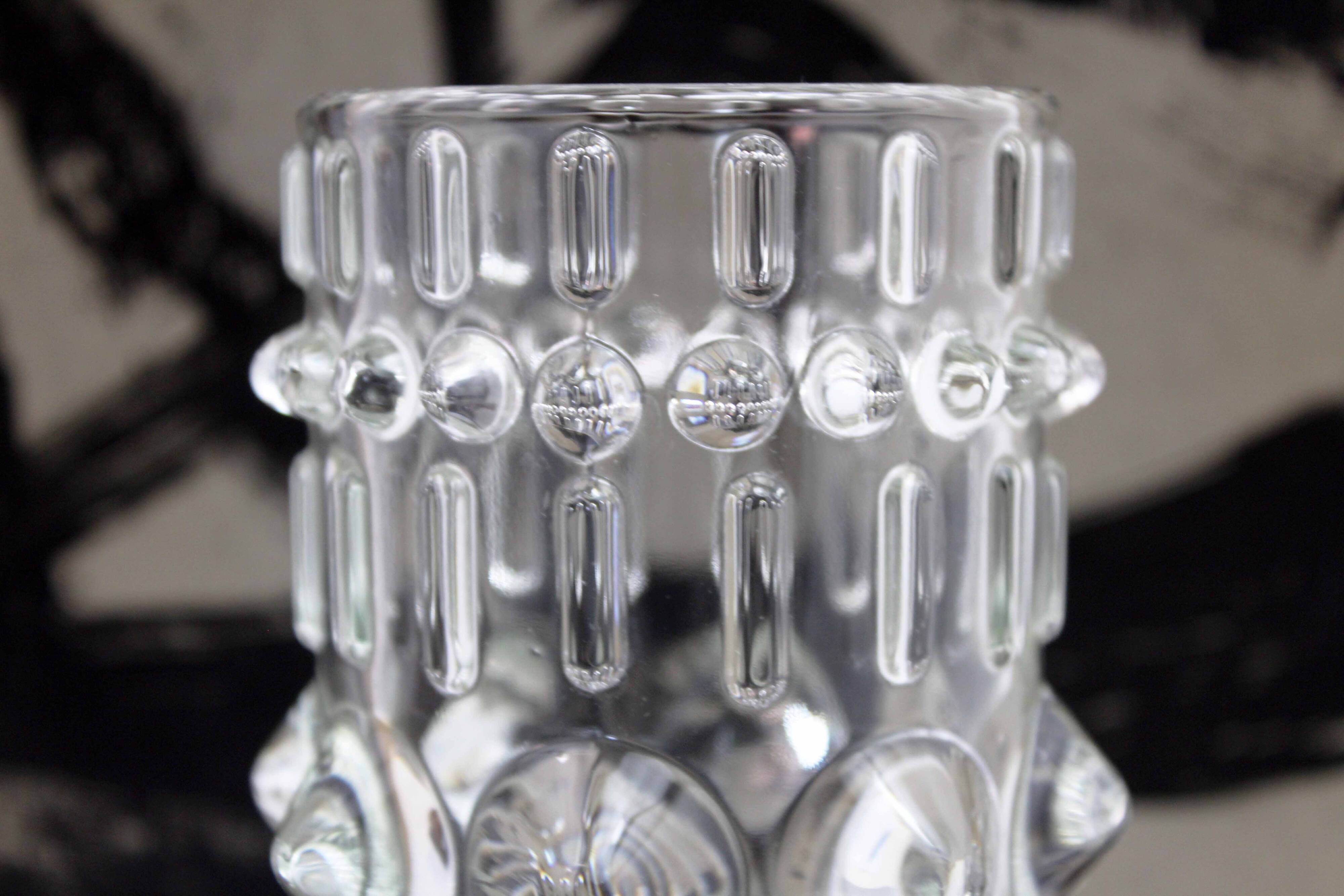 Vintage moulded glass vase Sklo Union 1970