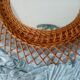 Ancien miroir soleil vintage en rotin tresse annees 60