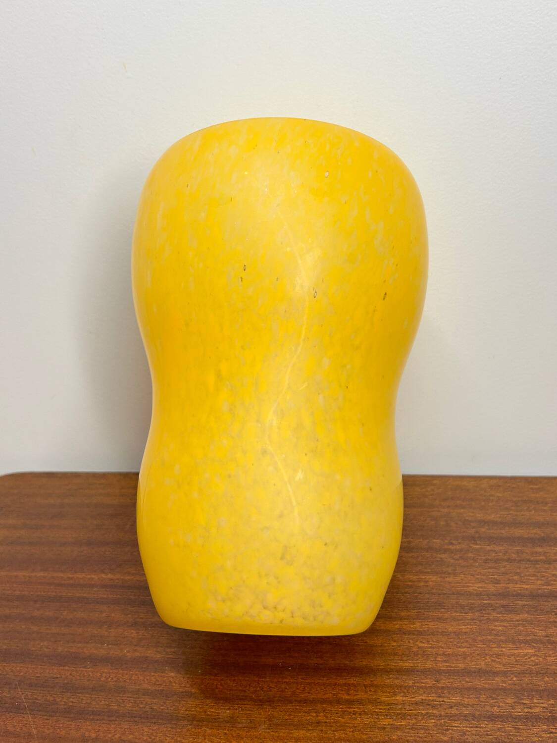 Vintage yellow frosted glass vase