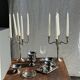 Pair of 5-arm silver-plated metal candlesticks H27