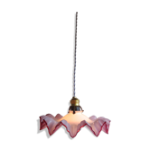 Suspension, lampshade in pink lavender glass.