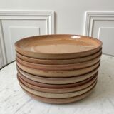Set of 9 flat plates in artisanal sandstone 70s