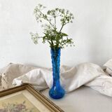 Vase soliflore ancien en verre bleu cobalt