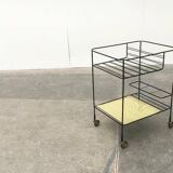 Minimalist perforated metal serving trolley in mid-century style, 1960s.