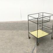 Minimalist perforated metal serving trolley in mid-century style, 1960s.