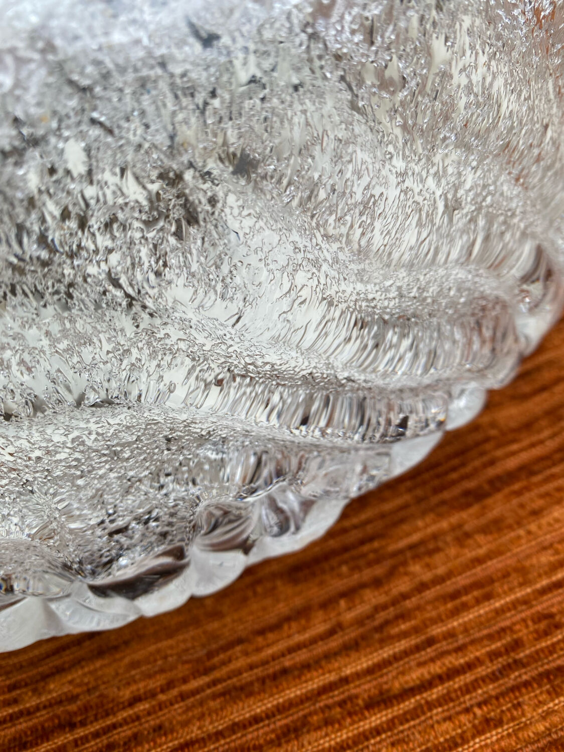 Vintage 1980s Round Molded Glass Ice Cube Wall Sconce