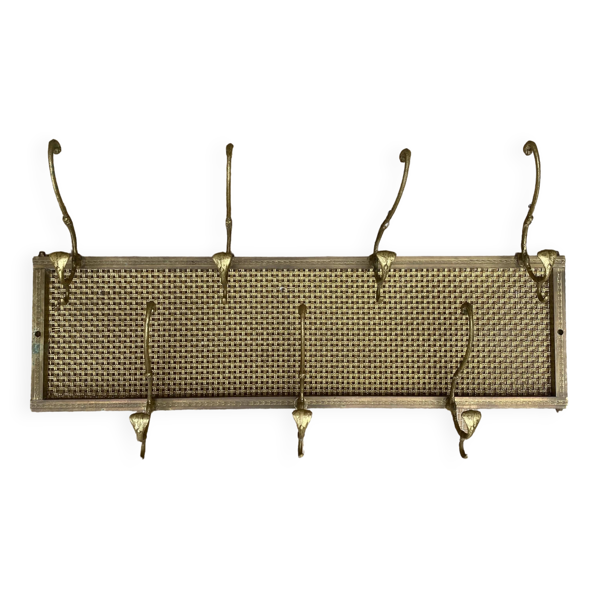 Gold metal wire mesh wall coat rack