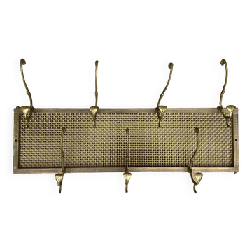 Porte manteau mural grillagé en métal doré