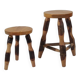 Pair of walnut stools sculpted in a vintage mid-century cross-section.