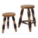 Pair of walnut stools sculpted in a vintage mid-century cross-section.