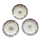 Set of 3 decorative plates Rouen earthenware Masse