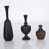 Set of 3 miniature rosewood vases