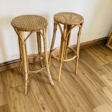 Pair of high rattan stools