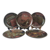 Stoneware plates by Francisco Pereira, Puisaye