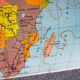 Old wooden Africa map puzzle