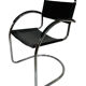 Set of 4 bauhaus cantilever chairs black leather and chrome design