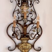 Appliques murales italiennes en cristal et fer forgé doré par Banci Florence, années 1960