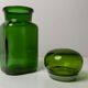 Pot de pharmacie vert en verre 1960