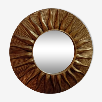 Sun mirror in gold-leaf resin from the 70s