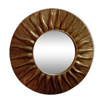 Sun mirror in gold-leaf resin from the 70s