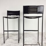 Set of two natural leather 'Spaghetti 164' bar stools by Giandomenico Belotti for Alias, Mid Century