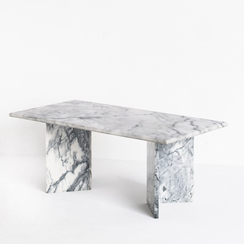 Vintage white marble coffee table - France, 1970s