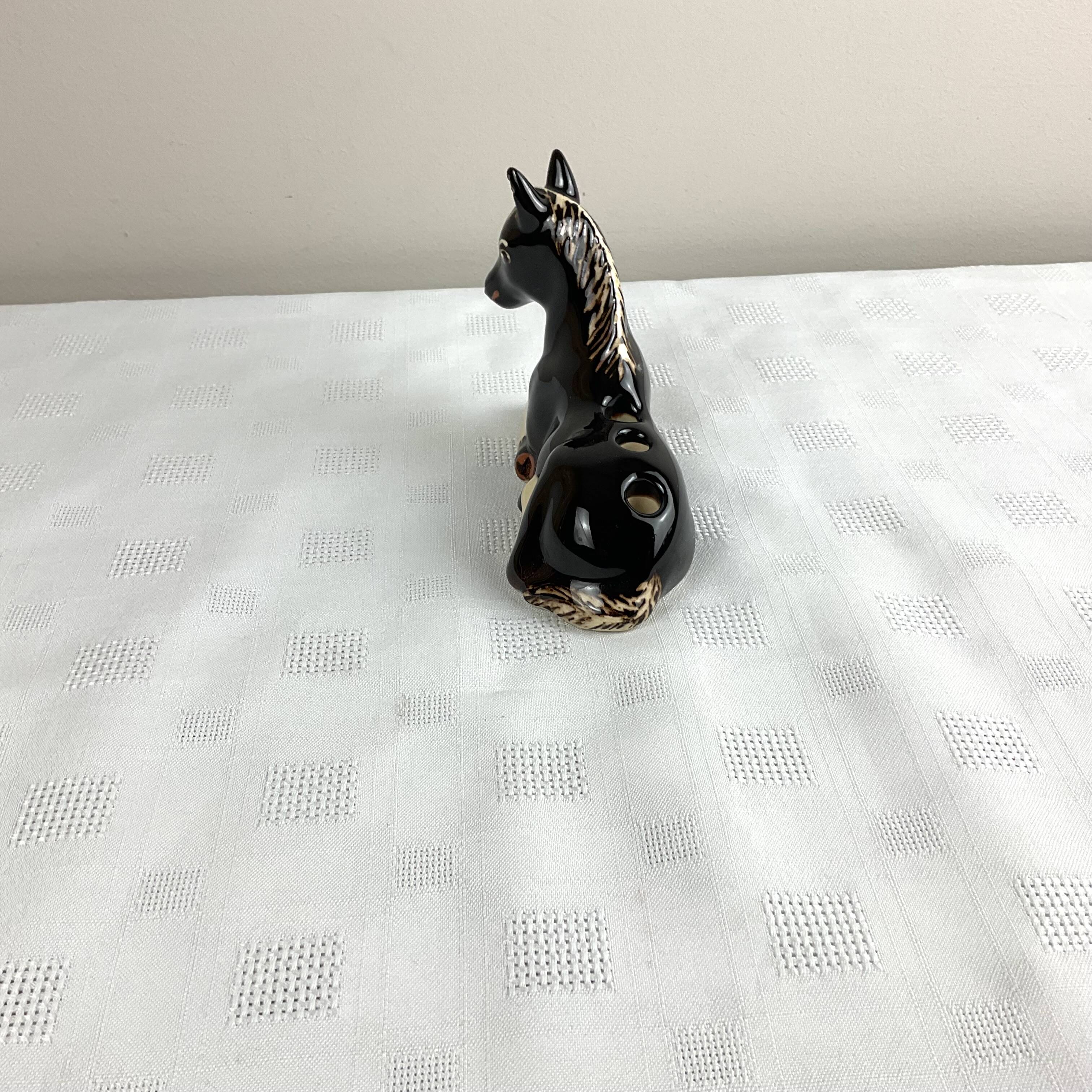 Old ceramic pencil holder horse figurine